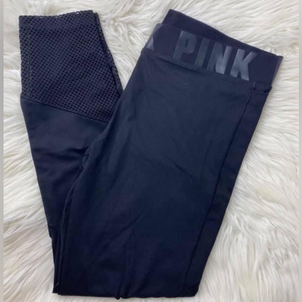 Black Victoria Secret PINK Ultimate Mesh Ankle Leggings